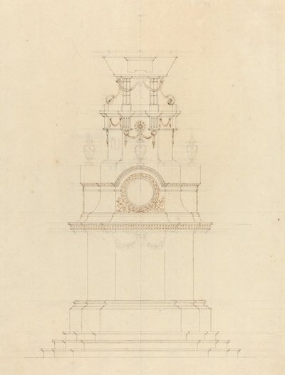 Design for en katafalk av French 18th Century
