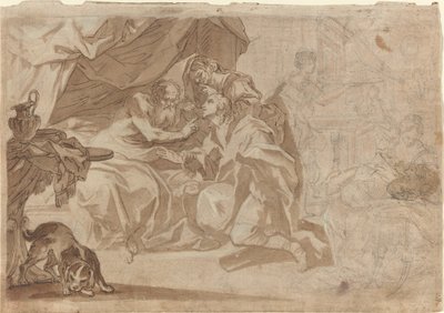 Jakob og Rebekka før Isak [recto] av French 18th Century