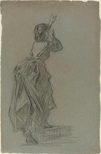 Ung kvinne som klatrer et trinn av French 19th Century