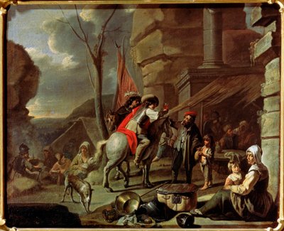 Ryttere på en taverna, andre halvdel av 1600-tallet. av French Master