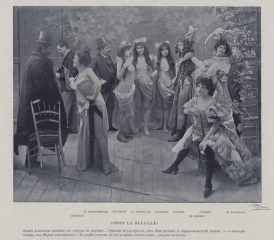Skuespillerinner ved Theatre des Varietes, Paris, etter en forestilling (s/hv-bilde) av French Photographer