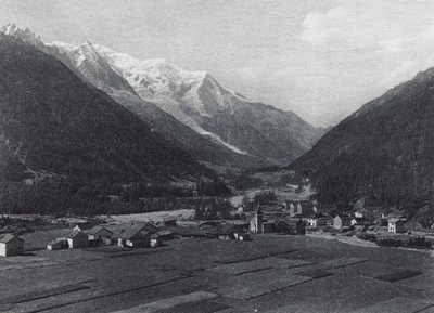 Argentieres og Mont-Blanc (s/hvitt bilde) av French Photographer