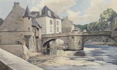Aubusson, Pont de la Terrade, på Creuse, nedstrøms utsikt av French Photographer