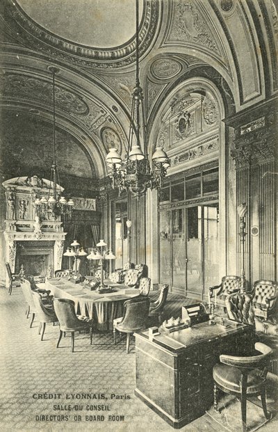 Styrerom, Credit Lyonnais bank, Paris (s/hvitt bilde) av French Photographer