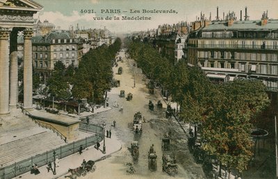 Boulevards of Paris, sett fra Boulevard de la Madeleine. Postkort sendt i 1913. av French Photographer