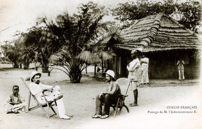 Brazzaville (Fransk Ekvatorial-Afrika - A.E.F.) Kongo francais: passasje av Mr. Administratoren E. begynnelsen av 1900-tallet (s/hvitt foto) av French Photographer