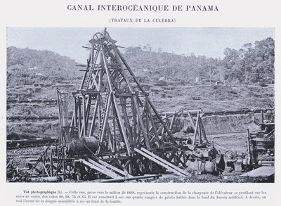 Panama Interoceanic Canal, Culebra Works (s/hvitt-bilde) av French Photographer