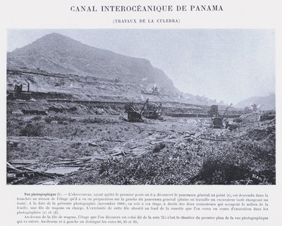 Panama Interoceanic Canal, Culebra Works (s/hvitt-bilde) av French Photographer