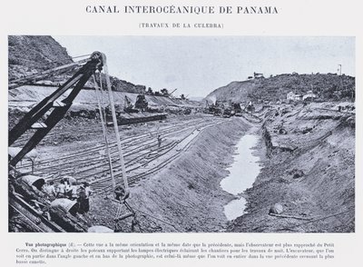 Panama Interoceanic Canal, Culebra Works (s/hvitt-bilde) av French Photographer