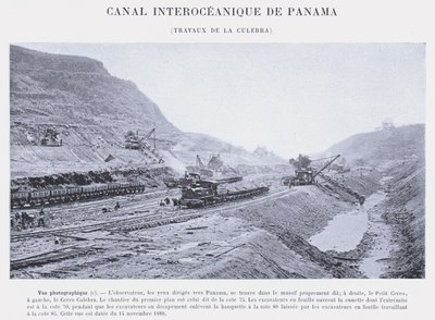 Panama Interoceanic Canal, Culebra Works (s/hvitt-bilde) av French Photographer