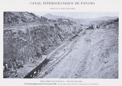 Panama Interoceanic Canal, Lock Works (bw-bilde) av French Photographer