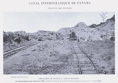 Panama Interoceanic Canal, Lock Works (bw-bilde) av French Photographer