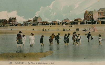 Cayeux, stranden ved lavvann. Postkort sendt 27. juli 1913. av French Photographer