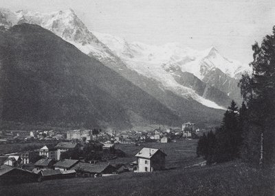 Chamonix og Mont-Blanc (s/hvitt bilde) av French Photographer