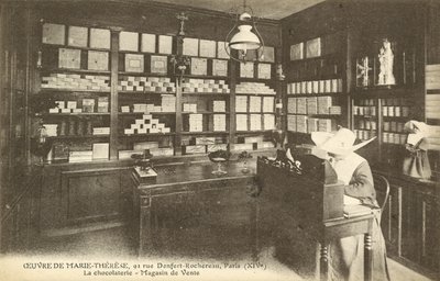 Sjokoladebutikk, 92 Rue Denfert-Rochereau, Paris (s/hvitt-bilde) av French Photographer