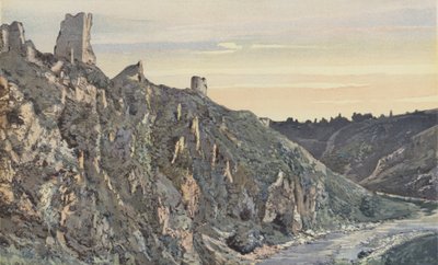 Crozant, ruinene av slottet ved bredden av Creuse, utsikt tatt fra N E av French Photographer