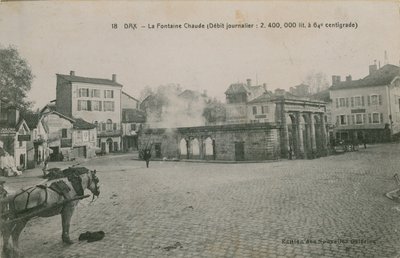 Dax - varmtvannskilde (daglig strømning: 2400000 liter ved 64 celsius). Postkort sendt i 1913. av French Photographer
