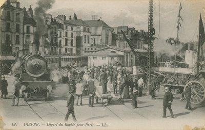 Paris-ekspressens avgang fra Dieppe. Postkort sendt i 1913. av French Photographer