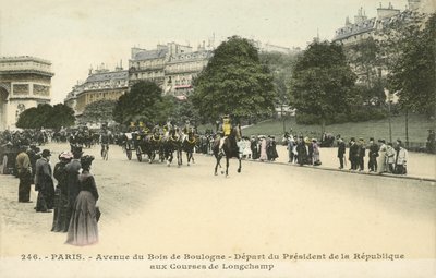 Avgang av Frankrikes president, Longchamp Racecourse, Paris (fargebilde) av French Photographer