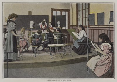 Tegnekurs ved Lycee Racine, Paris (fargebilde) av French Photographer