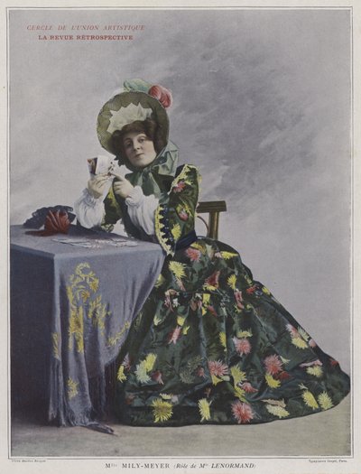 Emilie Mily-Meyer som Mademoiselle Lenormand i La Revue Retrospective (farget bilde) av French Photographer