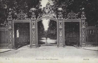 Inngang, Parc Monceau, Paris (s/hvitt-bilde) av French Photographer