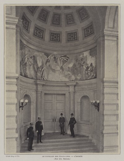 Inngang til den amerikanske paviljongen, Exposition Universelle 1900, Paris (s/hv-bilde) av French Photographer