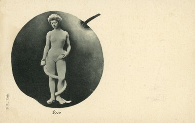 Eva med slange og eple (s/hvitt bilde) av French Photographer