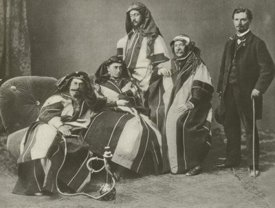 Ferdinand De Lesseps (andre fra høyre) på jobb på Suez-kanalen (s/hvitt-bilde) av French Photographer