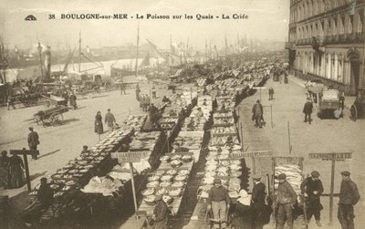 Fisk på kaia, Boulogne-sur-Mer (s/hvitt bilde) av French Photographer
