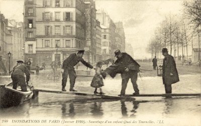 Oversvømmelsen av Paris, Frankrike, januar 1910 av French Photographer