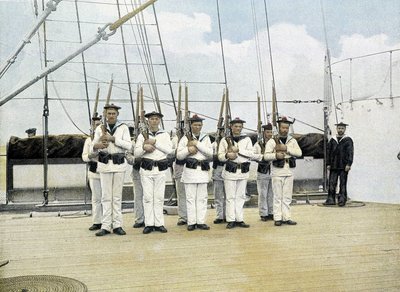 Fransk marine, slutten av 1800-tallet: rifleøvelse - Bibl. des Arts deco. av French Photographer