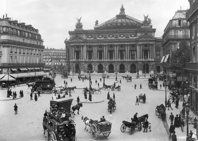 Generell utsikt over Paris operahus, sent på 1800-tallet av French Photographer