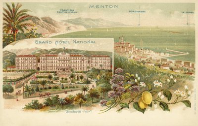 Grand Hotel National, Menton (farge litho) av French Photographer