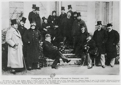 Gruppe i hagen til Edmond Huot de Goncourt, ca. 1890 av French Photographer