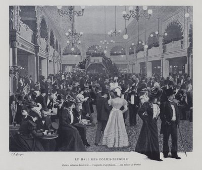 Hall of the Folies Bergere, Paris, i løpet av et intervall (s/hv-bilde) av French Photographer