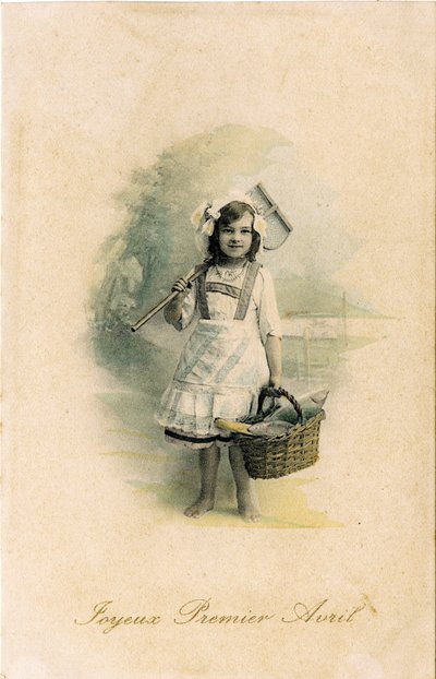 Gratulerer med aprilsnarren, 1906 (farget bilde) av French Photographer
