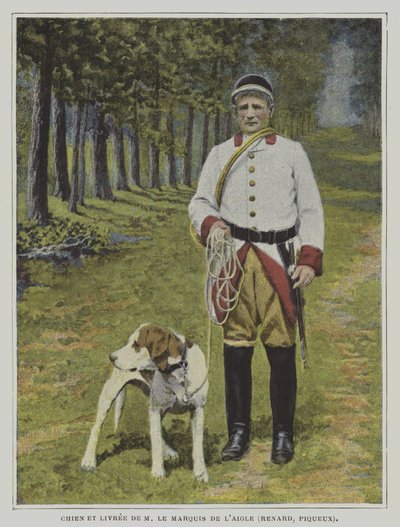 Hund og jeger i fargen på jakten til Marquis de l