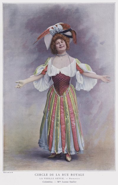 Jeanne Saulier som Colombine i La Vieille Revue (farget bilde) av French Photographer
