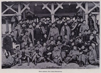 Den russiske hæren: Paul Saint-Petersburg Military School (s/hv-bilde) av French Photographer