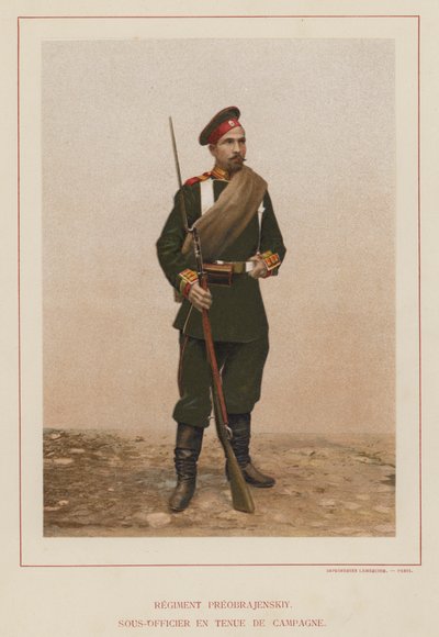 Den russiske hæren: Regiment Preobrajenskiy, underoffiser i feltkjole (bilde) av French Photographer