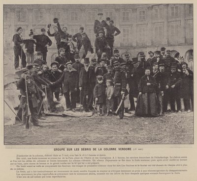Paris-kommunen, gruppe på ruinene fra Vendome-søylen av French Photographer