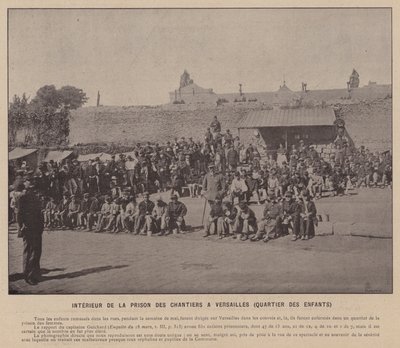 Paris-kommunen, interiøret i fengselet til Chantiers i Versailles, barnekvarteret (s/hvitt-bilde) av French Photographer