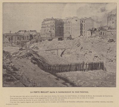 Paris-kommunen, La Porte Maillot, etter bombingen av Mont Valerien (s/hv-bilde) av French Photographer