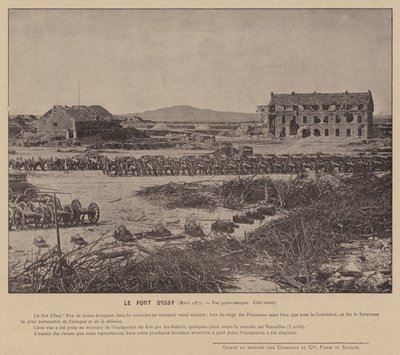 Paris-kommunen, Le Fort D'Issy, mars 1871, panoramautsikt, vestkysten (s/hvitt-bilde) av French Photographer