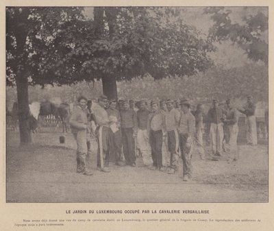 Paris-kommunen, Jardin Du Luxembourg okkupert av Versaillese-kavaleriet (s/hv-bilde) av French Photographer