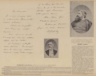 Paris-kommunen, Louis-Charles Delescluze, Gustave Courbet (s/hvitt-bilde) av French Photographer