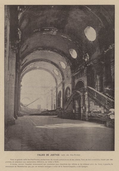 Paris-kommunen, Palais De Justice, Salle des Pas-Perdus (s/hvitt-bilde) av French Photographer