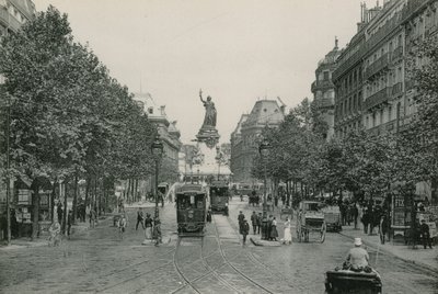 Rue du Temple og Place de la Republique, Temple Street og Place of the Republic (fotogravyr) av French Photographer