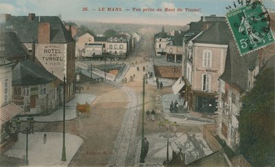 Le Mans - utsikt tatt fra toppen av tunnelen. Postkort sendt i 1913. av French Photographer